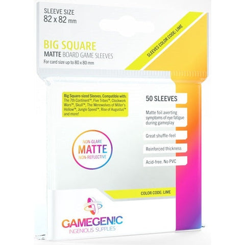 Gamegenic Matte Board Game Sleeves Big Square Sized/Werewolves/Jungle Speed 82mmx82mm 50 Sleeves (Lime)