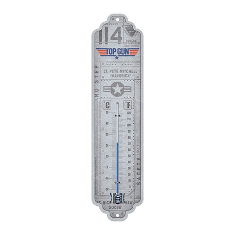 Nostalgic-Art Metal Thermometer Top Gun Aircraft 28x6.5x2cm (Grey)
