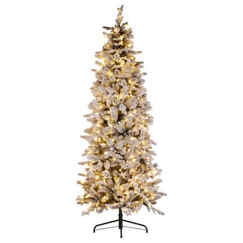 Christabelle Snowy Pencil Tree with White LEDs 7.5ft