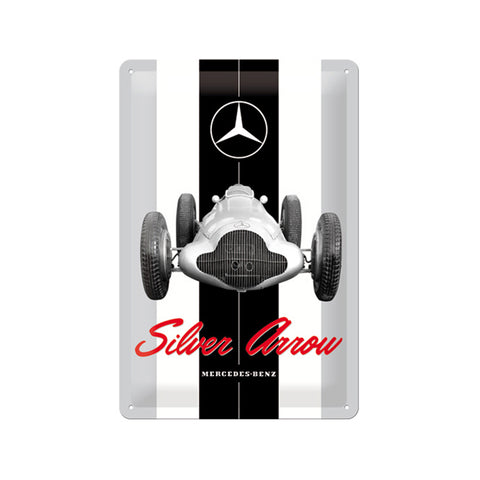 Nostalgic-Art 20x30cm Medium Metal Wall Hanging Sign Plaque Mercedes-Benz Silver