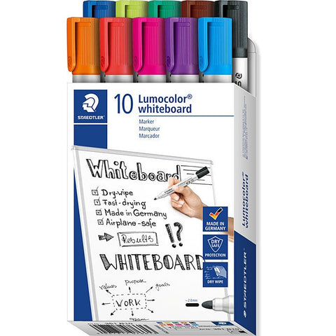 Staedtler 351 Lumocolour Whiteboard Markers - Assorted (10 Pack)