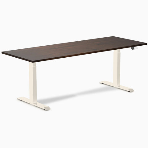 Desky Dual Rubberwood Sit Stand Desk 200cm Dark Walnut Desktop and Wheat Frame