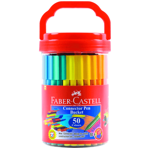 Faber-Castell Connector Pens Markers Assorted Colours Pack 50 Bucket