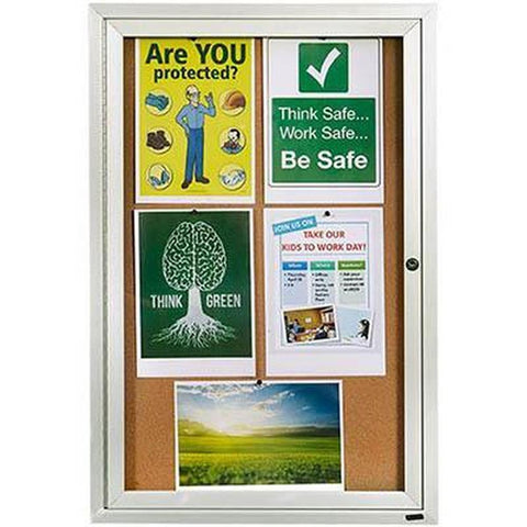 Quartet Enclosed Corkboard Pin Board 1 Door Aluminium Frame 900x600mm