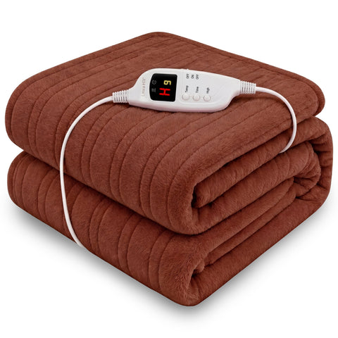 Laura Hill Heated Electric Blanket Fleece Throw (Brown)