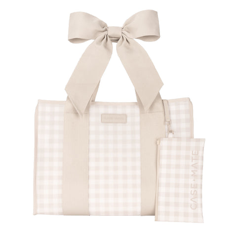 Case-Mate Latte Gingham Bow Tote with Phone Pouch