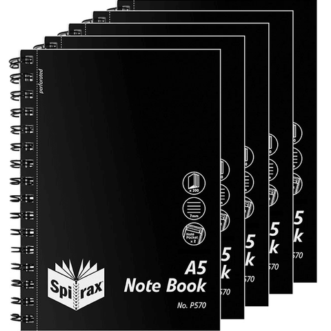 Spirax P570 Notebook 7mm Ruled A5 5pack