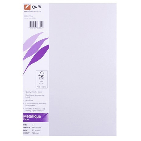 Quill Metallique Paper 120GSM A4 Moonstone Pack 25