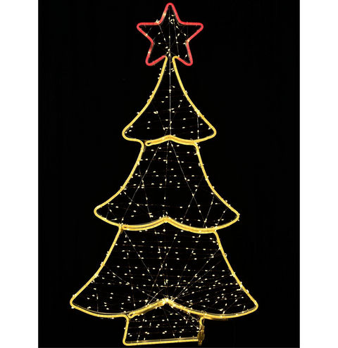 98cm Warm White Neon & String LED Christmas Tree With Red Star Light DisplayWarm White