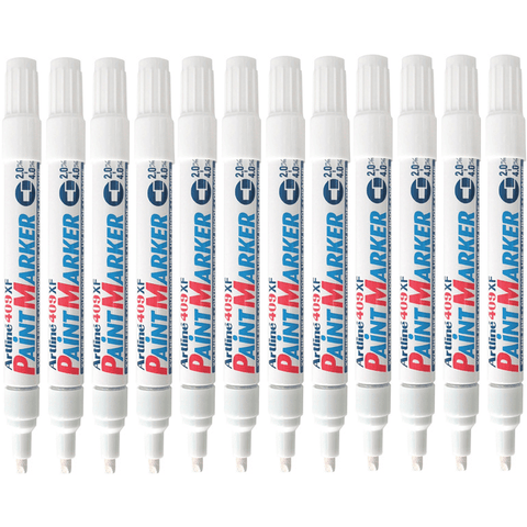 Artline 409 Box 12 Paint Marker Chisel Tip 4mm (White)