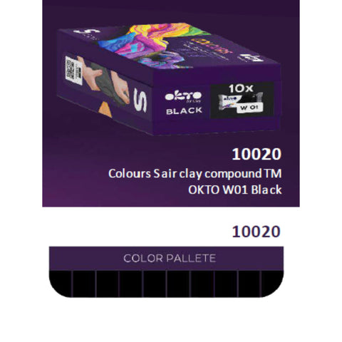 Okto 10pcs Sensory Art Air Clay Colours S (W01 Black)