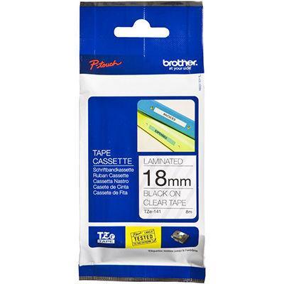 Brother Tze-141 Laminated Labelling Tape 18mm (Black On Clear)