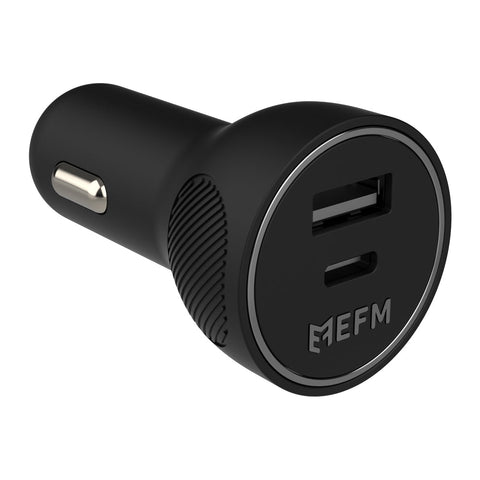 EFM 48W Dual Port Car Charger with Power Delivery and PPS (Black)