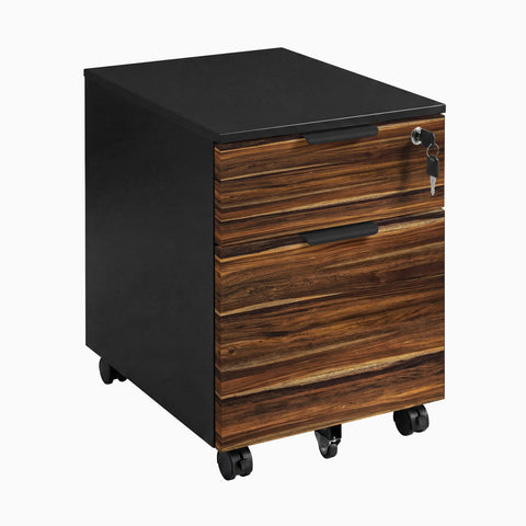 Desky Minimal Filing Cabinet - Black / Pheasantwood Hardwood