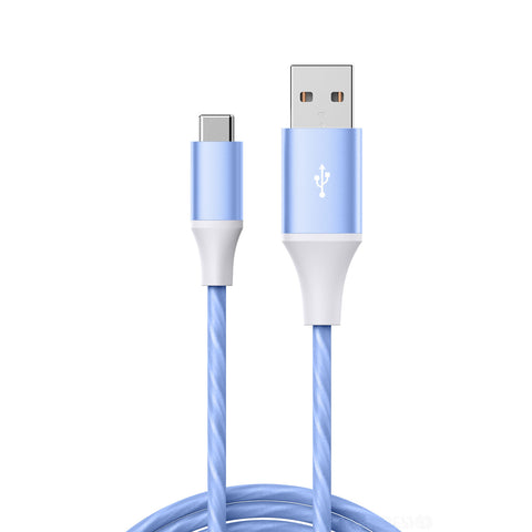 Laser 1m LED USB to Type-C Charge Cable (Blue)