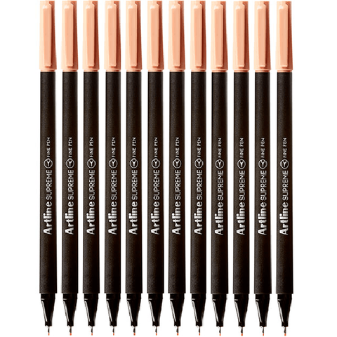 Artline Box 12 Supreme Fineliner Pen 0.4mm (Apricot)