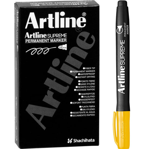 Artline Supreme Permanent Marker Box of 12 (Yellow)