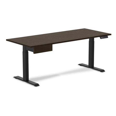 Desky Single Standing Desk With Drawer - Dark Bamboo / 1800x750mm / Matte Black