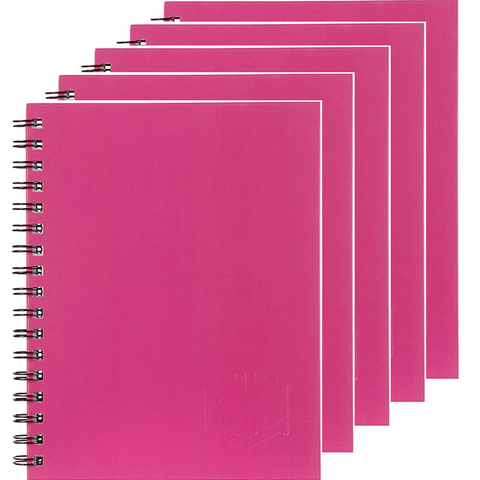 Spirax 512 Hard Cover Notebook - A4, Pink (5 Pack)