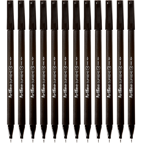 Artline Box 12 Supreme Fineliner Pen 0.4mm (Black)