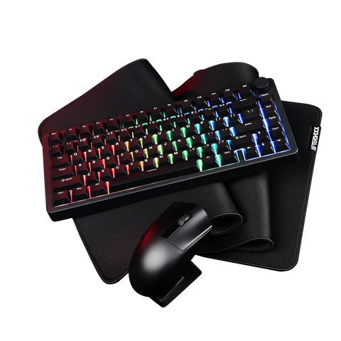 Aftershock Combo Kit (Oden 75 Black Keyboard, Sliver+ XXL RGB Mouse Pad, M1 Pro Black Wireless Mouse)