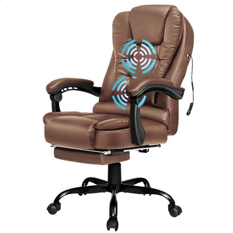 ALFORDSON Massage Office Chair Executive PU Leather Work Seat (Brown)