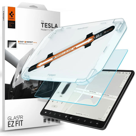 Spigen Tesla Model 3 Y (2017-2024) EZ Fit GLAS.tR Anti-Glare Glass Screen Protector 15" (Anti Glare Clear)