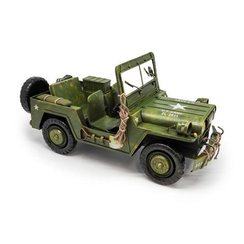 Boyle Metal Ornament Figurine Army Jeep Truck 38x18cm (Green)
