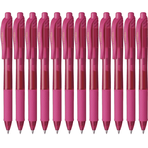 Pentel BL107 Box 12 Energel-X Retractable Gel Ink Pen 0.7mm (Pink)