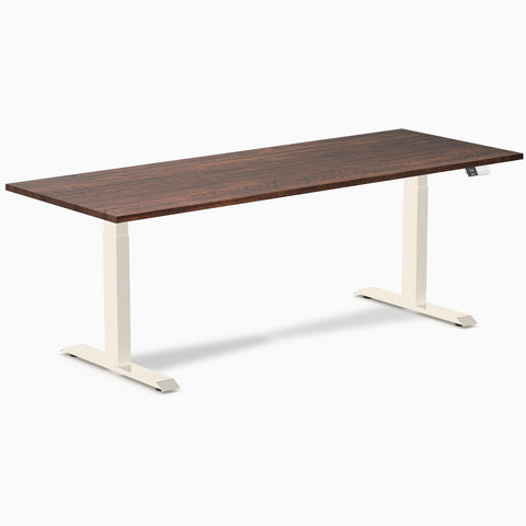 Desky Dual Softwood Sit Stand Desk 200cm American Rustic Pine Desktop and Wheat Frame
