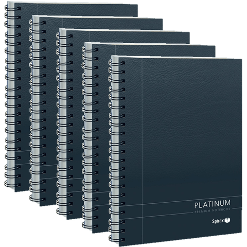 Spirax 401 Platinum Notebook Spiral Bound 200 Page A5 Bulk (Black) [5 Pack]