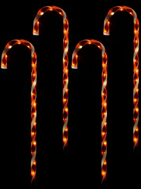 Christmas Warehouse - LITEPT13 4x LED Christmas Candy Cane Path Lights - Red & White Garden Stakes | 80cm Red & White