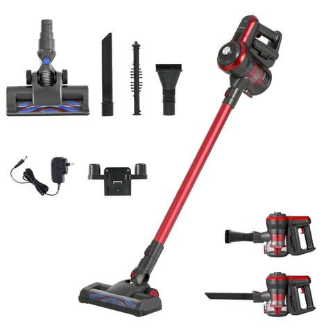 Devanti Stick Vacuum Cleaner Brushless Cordless 250W (Red)
