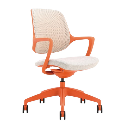 Desky Evoque Low Back Office Chair - Orange + White / No
