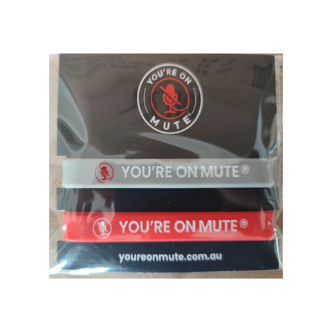 You're On Mute Speak Up Wristbands 2-Pack (Red and Grey)