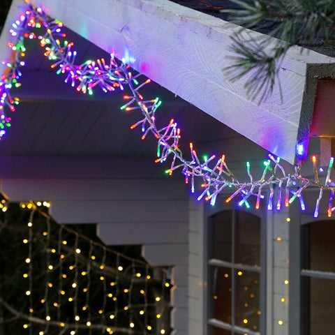 Lexi Lighting 720 LED Cluster Christmas Lights with Clear Cable Muticolour
