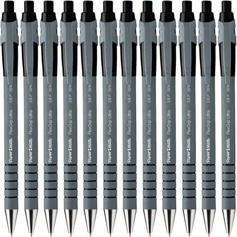 Papermate Flexgrip Retractable Ballpoint Pen Fine 0.8mm (Black) [Box 12]