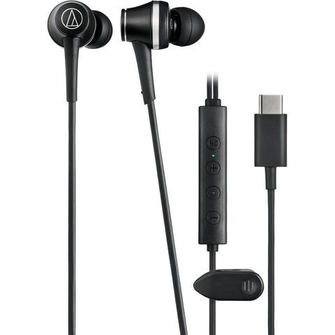 Audio-Technica Premium UBS-C In-Ear Headphones With Hybrid Noise-Cancelling (Black)