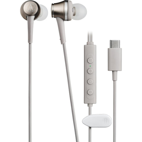 Audio-Technica Premium UBS-C In-Ear Headphones With Hybrid Noise-Cancelling (Beige/Gold)