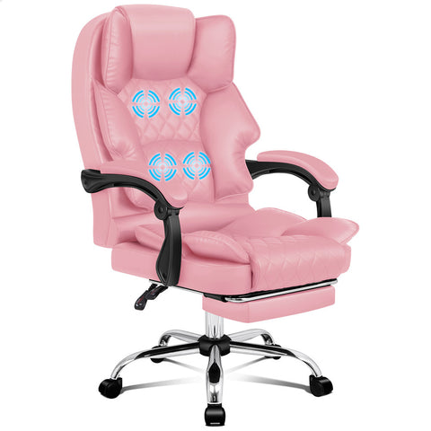 ALFORDSON Massage Office Chair Executive Recliner Computer Work Seat (Pink)