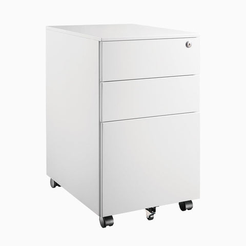 Desky GO Slimline Steel Mobile Pedestal - White