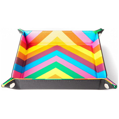 Fanroll By Metallic Dice Games MDG Velvet Folding Dice Tray with Leather Backing - Rainbow