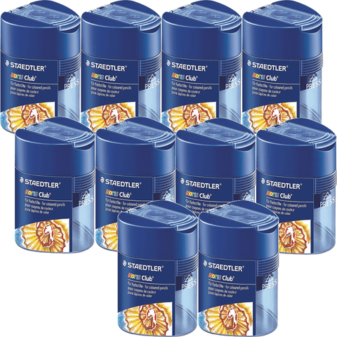 Staedtler Noris Pencil Sharpener Double Hole Barrel Tub Triangular Box 10 BULK