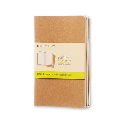 Moleskine 80 Pages Plain Pocket Cahier Notebook (Kraft) [3-Pieces]