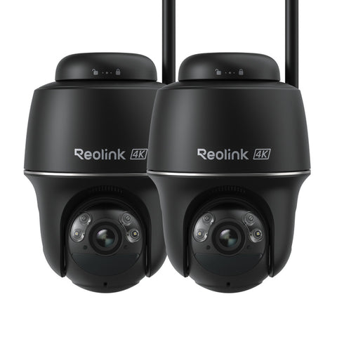 Reolink Argus PT Ultra 4K Pan Tilt Wireless Automatic Tracking Battery Security Camera 2 Pack (Black)