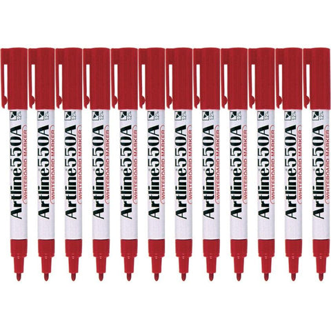 Artline 550A Whiteboard Marker 1.2 Bullet Box of 12 (Red)