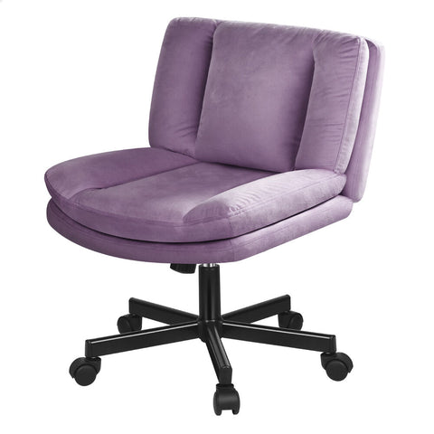 ALFORDSON Armless Office Desk Chair Mid Back Wide Seat Velvet (Purple)