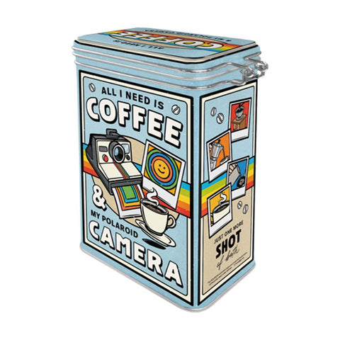 Nostalgic-Art Clip Top Storage Tin Polaroid Coffee Camera 7.5x11x17.5cm