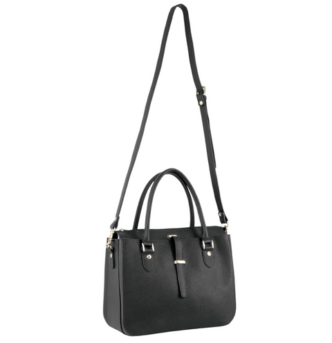 Morrissey Italian Womens Structured Leather Handbag Ladies Bag - Black