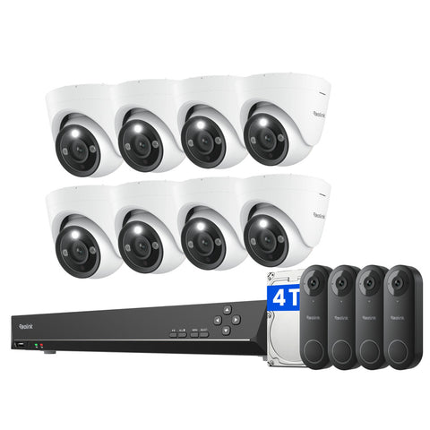 Reolink 12MP PoE Security System CCTV 16-Channel NVR with 4 POE Video Doorbell
